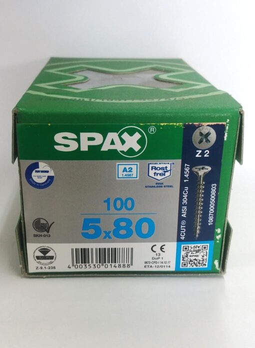 Tornillos para tarima exterior Spax 05X80