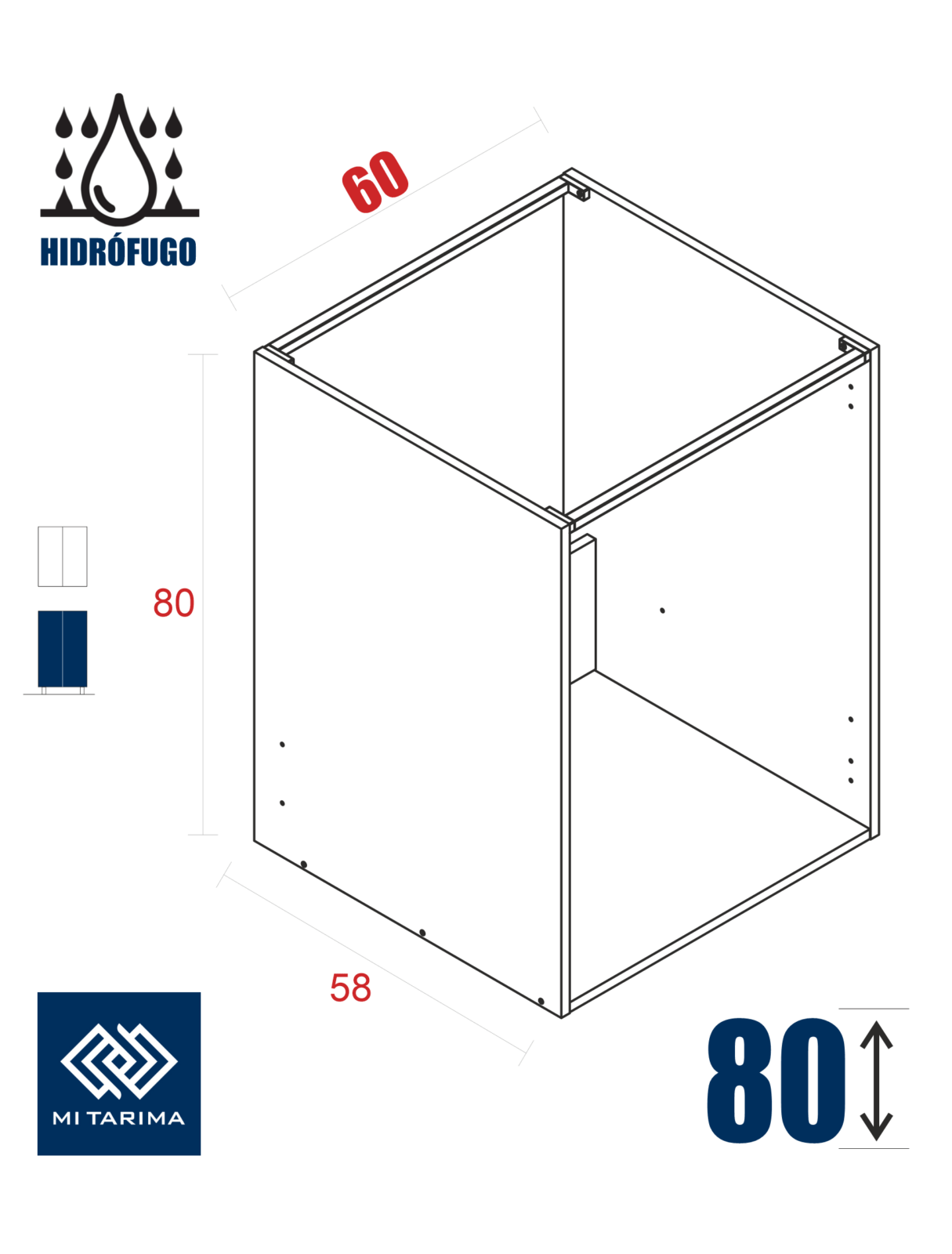 Módulo Mueble Horno-Fregadero Cocina Hidrófugo 80x60 - Blanco