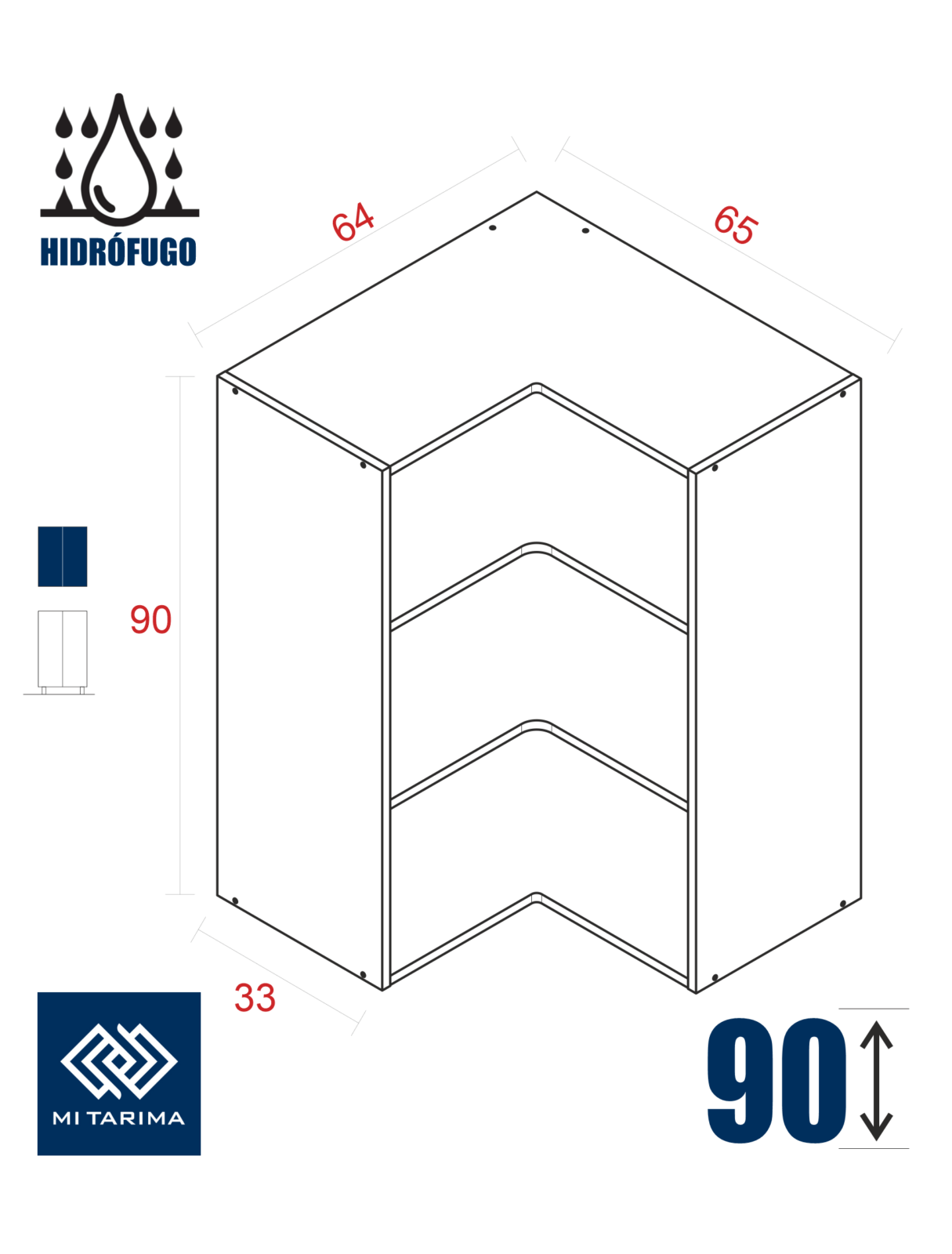 Kit Mueble Alto Cocina-Baño Hidrófugo 90 -